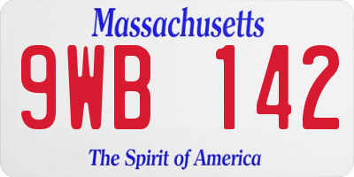 MA license plate 9WB142