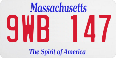 MA license plate 9WB147