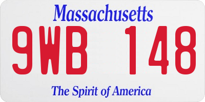 MA license plate 9WB148