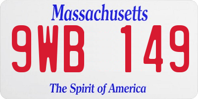 MA license plate 9WB149