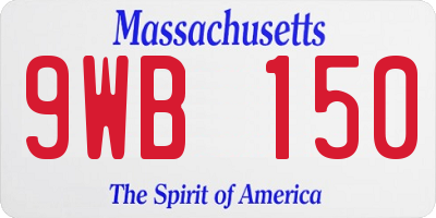 MA license plate 9WB150