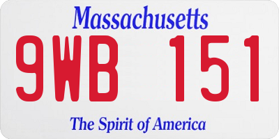 MA license plate 9WB151