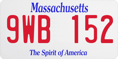 MA license plate 9WB152
