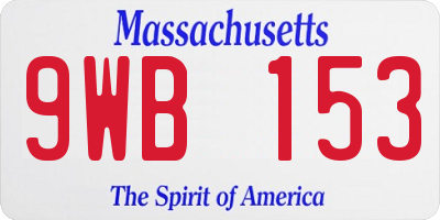 MA license plate 9WB153