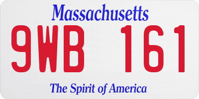 MA license plate 9WB161