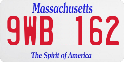 MA license plate 9WB162