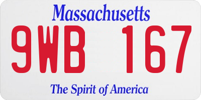 MA license plate 9WB167