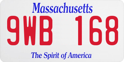 MA license plate 9WB168