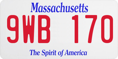 MA license plate 9WB170