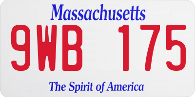 MA license plate 9WB175