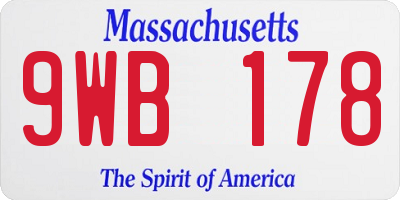 MA license plate 9WB178