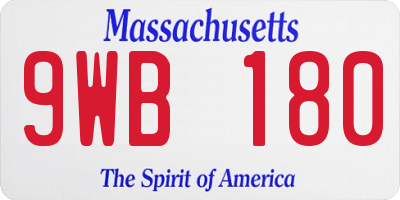 MA license plate 9WB180