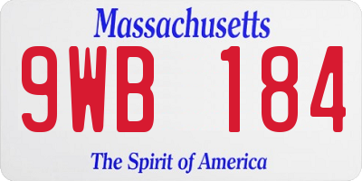 MA license plate 9WB184