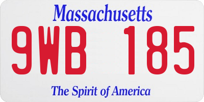 MA license plate 9WB185