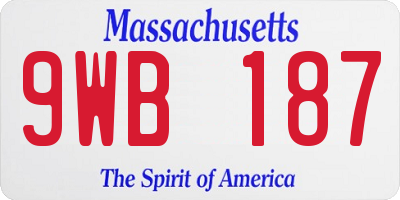 MA license plate 9WB187