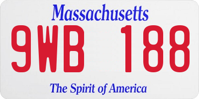 MA license plate 9WB188