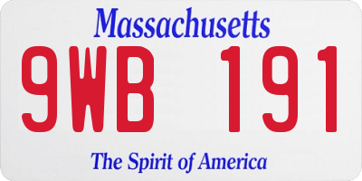 MA license plate 9WB191