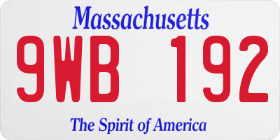 MA license plate 9WB192
