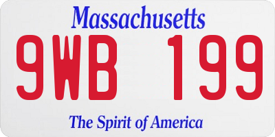 MA license plate 9WB199