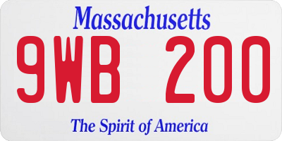 MA license plate 9WB200