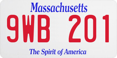 MA license plate 9WB201