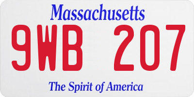 MA license plate 9WB207