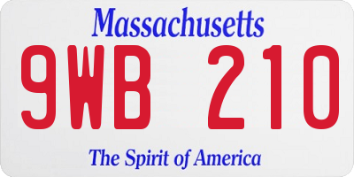 MA license plate 9WB210