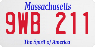 MA license plate 9WB211