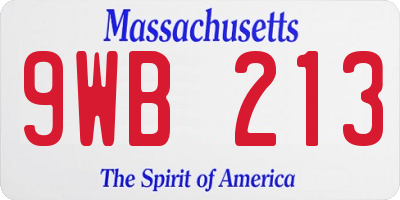 MA license plate 9WB213