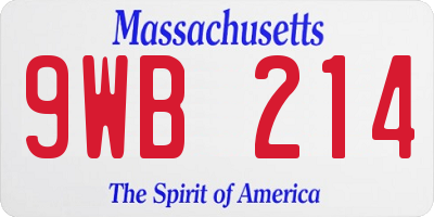 MA license plate 9WB214