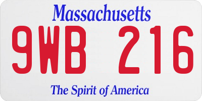 MA license plate 9WB216