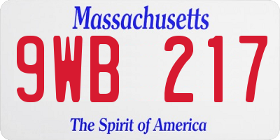 MA license plate 9WB217