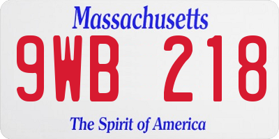 MA license plate 9WB218
