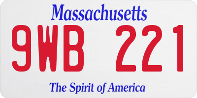 MA license plate 9WB221