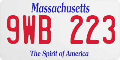 MA license plate 9WB223