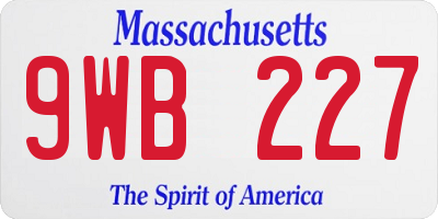 MA license plate 9WB227