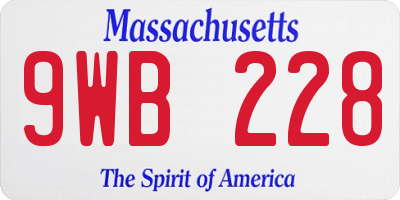 MA license plate 9WB228