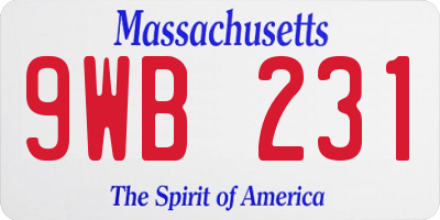 MA license plate 9WB231