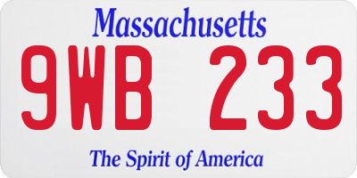MA license plate 9WB233