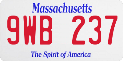 MA license plate 9WB237