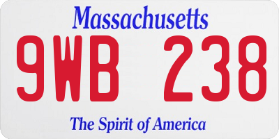 MA license plate 9WB238