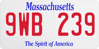 MA license plate 9WB239