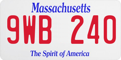 MA license plate 9WB240