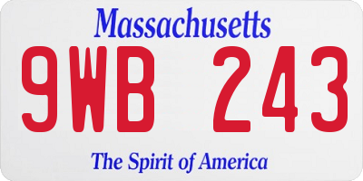 MA license plate 9WB243
