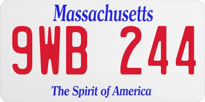 MA license plate 9WB244
