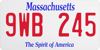 MA license plate 9WB245