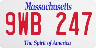 MA license plate 9WB247