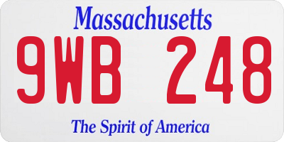 MA license plate 9WB248