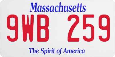 MA license plate 9WB259
