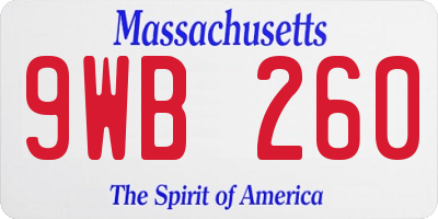 MA license plate 9WB260
